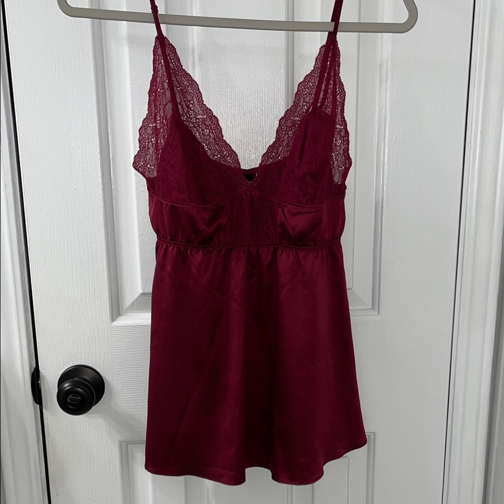 Victoria's Secret Lace-Trim Satin Chemise in Kir.